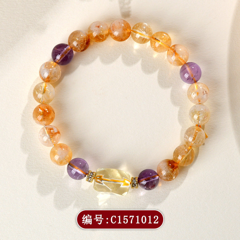 Natural Yellow Pagoda Crystal Bracelet | Wealth & Protection Talisman for Women
