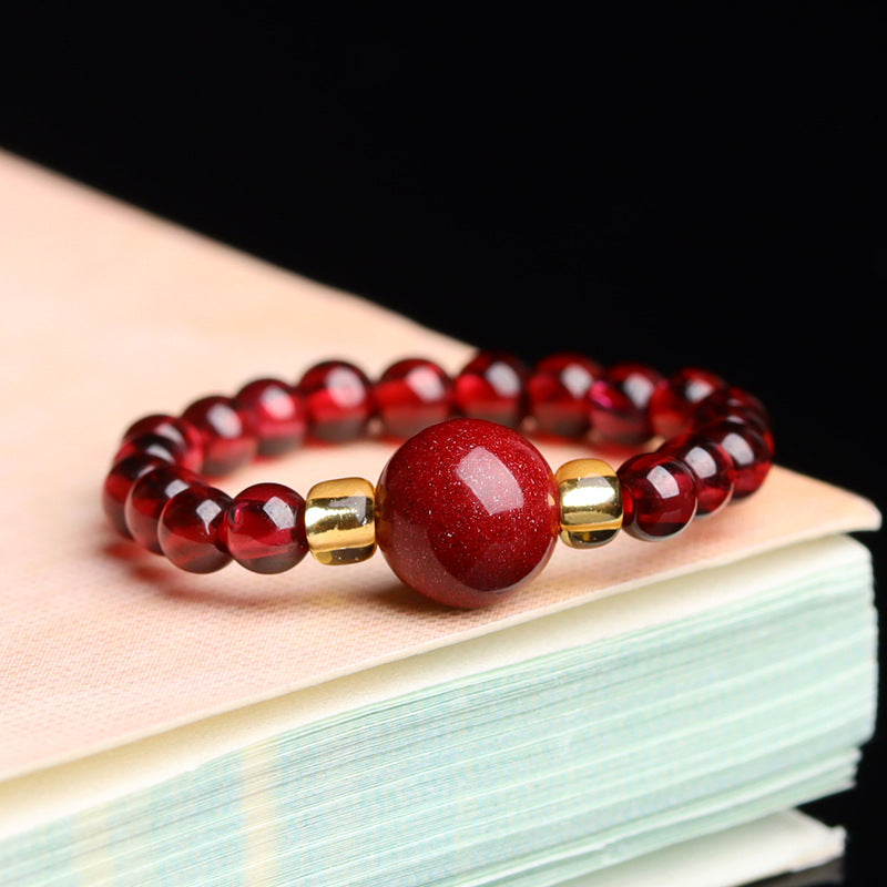 High Content Cinnabar Pixiu Four-Leaf Clover Elastic Ring for Women - Wealth & Luck Talisman