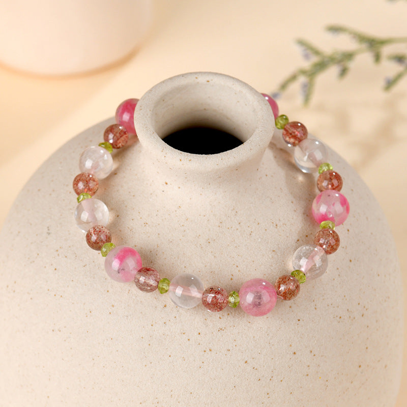 Natural Rose Quartz Crystal Bracelet | Peach Blossom Love Energy for Harmony