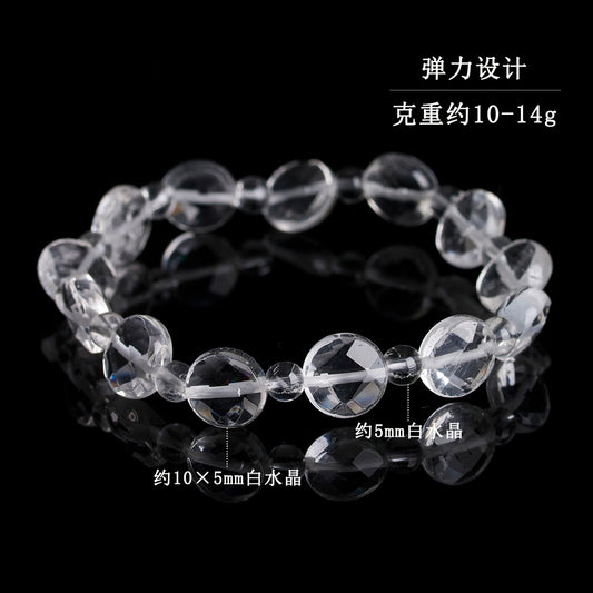 Natural White Crystal Faceted Bracelet | Spiritual Clarity & Positive Energy Enhancer