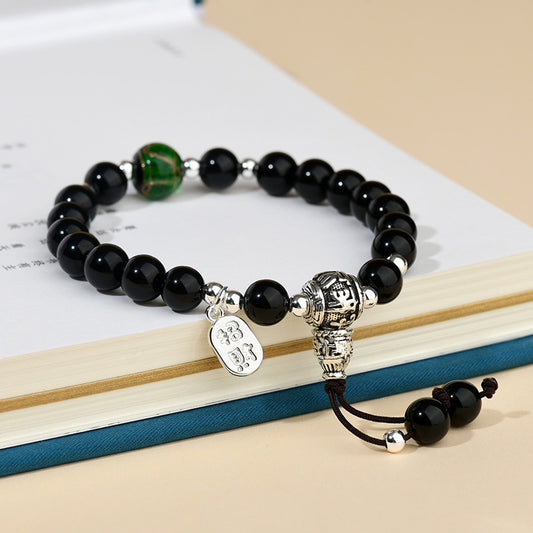 Natural Obsidian Buddha Beads Bracelet|Spiritual Protection & Zen Energy for Women