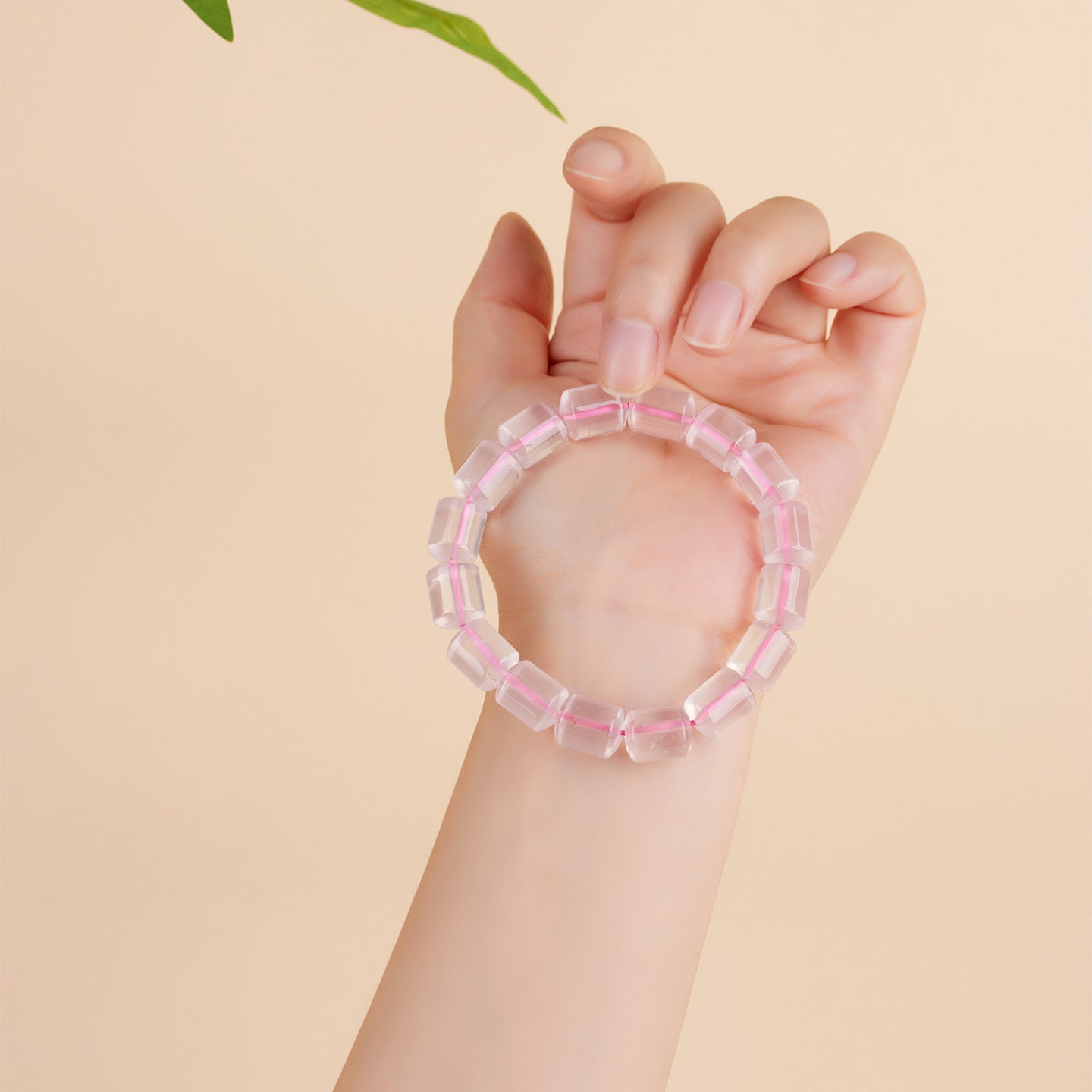 Natural Rose Quartz Barrel Bead Bracelet | Love Harmony Energy Jewelry