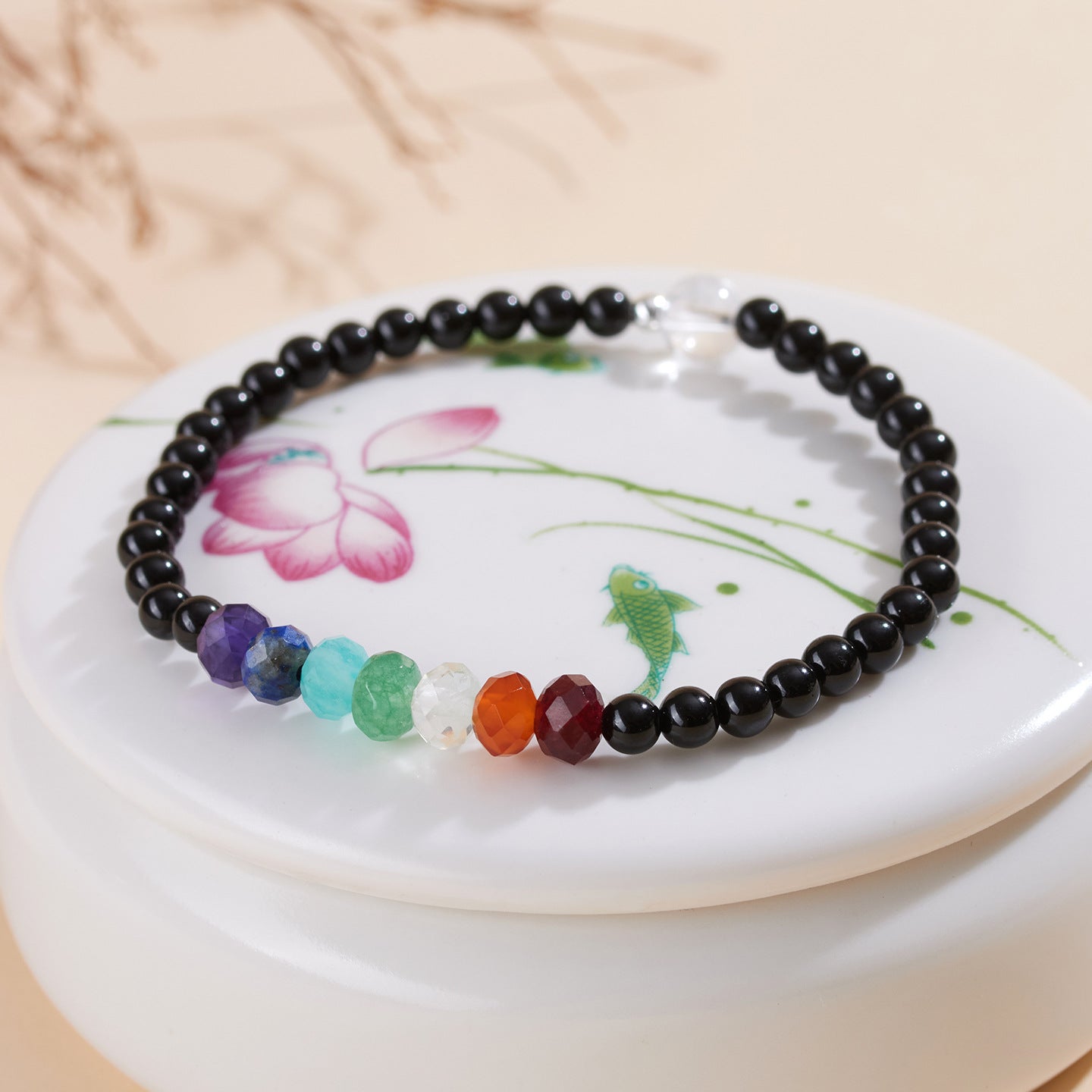 Natural Multicolored Gemstone Life Stone Necklace | Rainbow Energy Protection Collarbone Chain