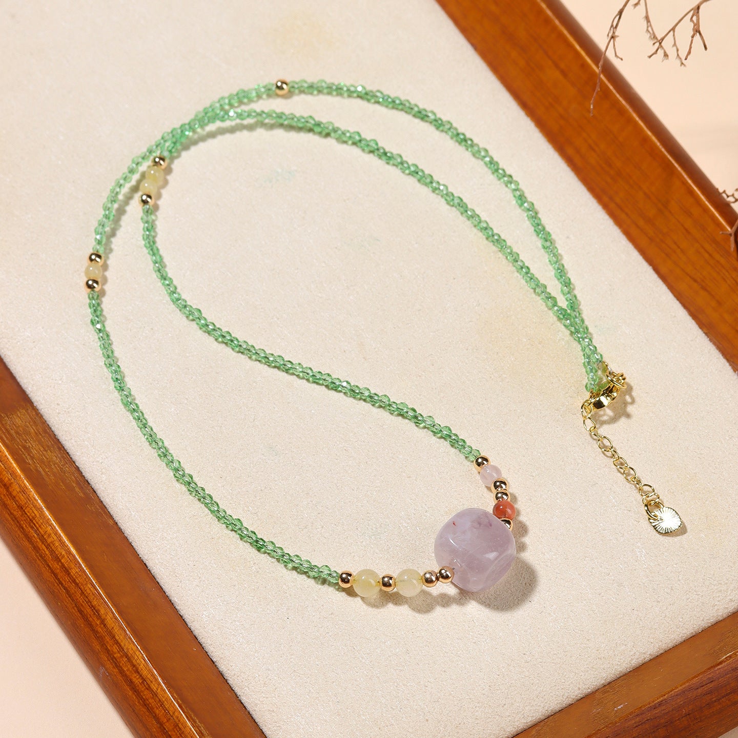 Lavender Amethyst Sugar Cube Multi-Circle Bracelet with Yellow Rutilated Quartz - Spiritual Harmony & Wealth Attraction