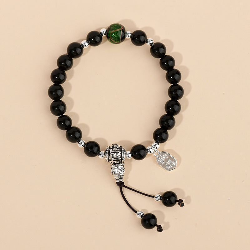 Natural Obsidian Buddha Beads Bracelet|Spiritual Protection & Zen Energy for Women