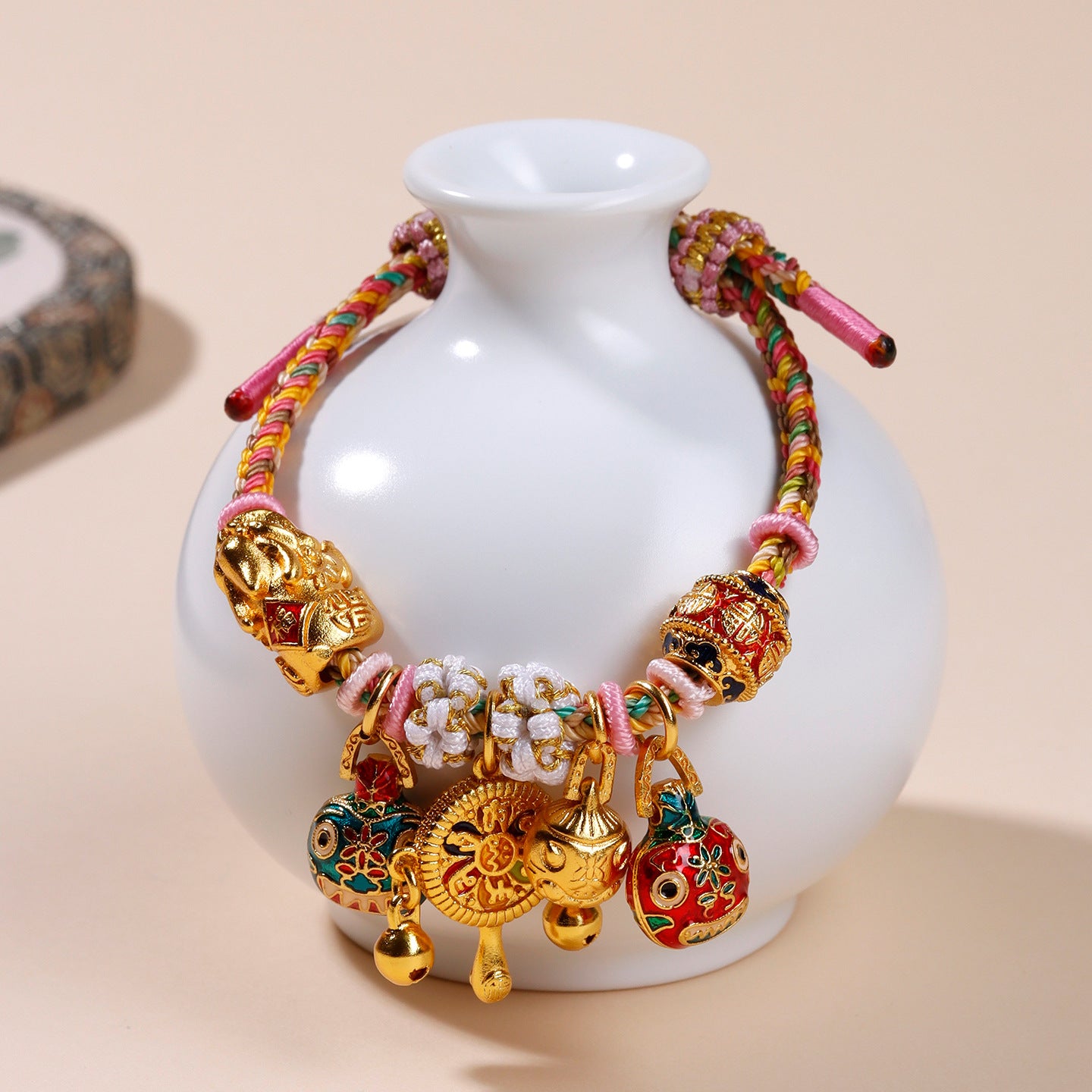 Golden Pixiu and Wealth Beast Family Bracelet | Tibetan Style Braided Rope for Prosperity