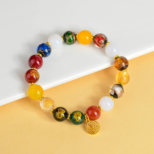 Incense Ash Glazed Agate Five-Way God of Wealth Bracelet | Wealth Attraction & Fortune Enhancement