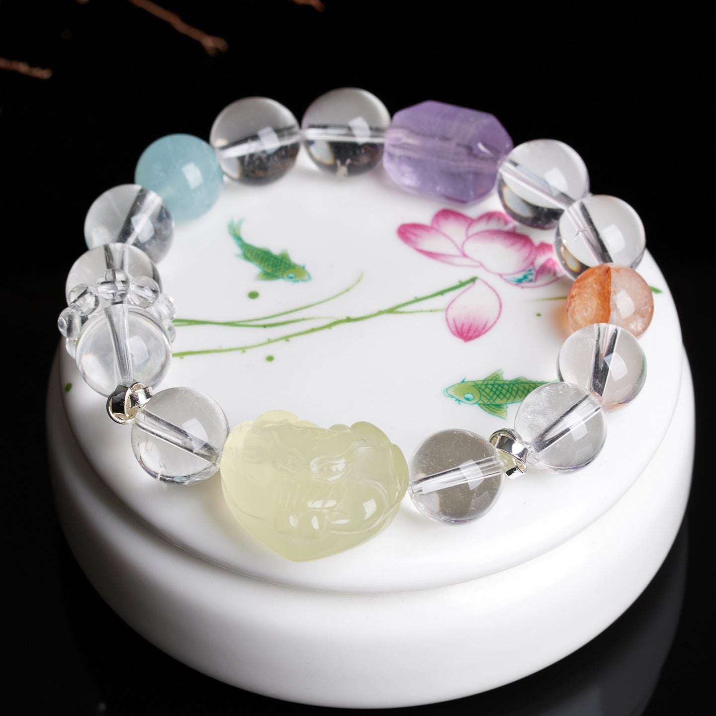 Natural Crystal Heart Fox Bracelet | Love & Harmony Energy Jewelry for Women