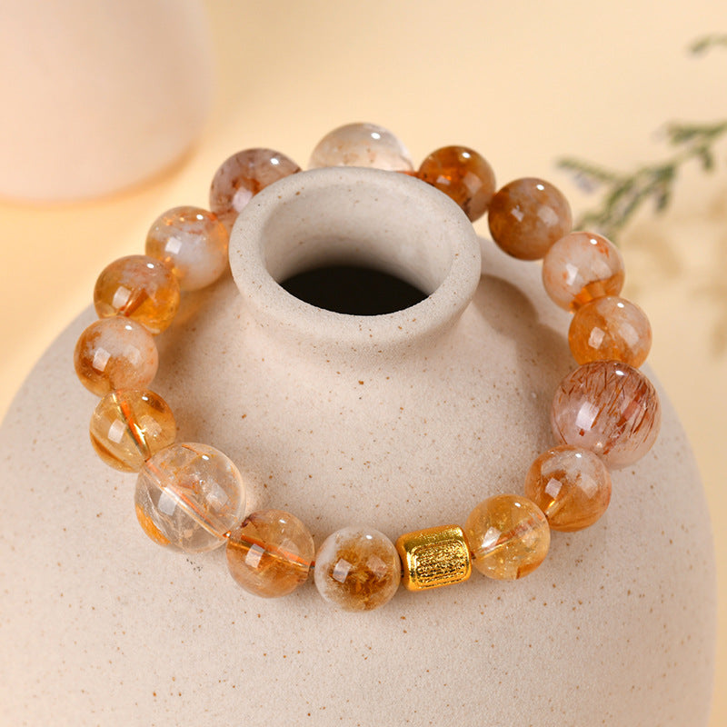 Natural Crystal Lucky Bracelet with Yellow Tower & Super Seven | Wealth & Protection Amulet