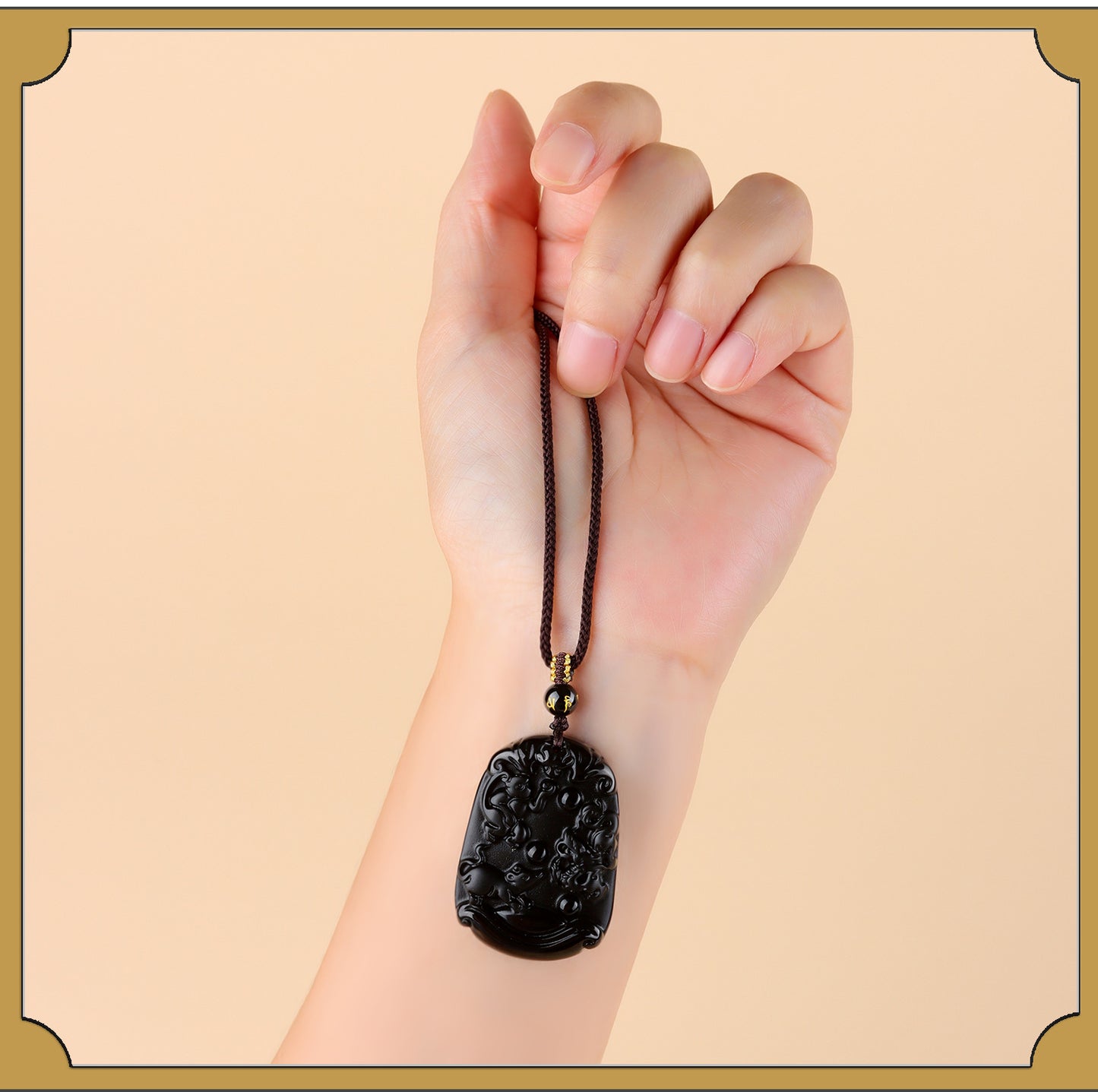 Natural Ice Obsidian Zodiac Triad Pendant Necklace|Birth Year Protection & Harmony