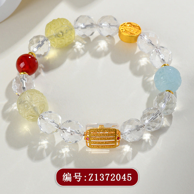 Natural Multi-Treasure Five-Way Wealth God Crystal Bracelet | Prosperity & Spiritual Harmony