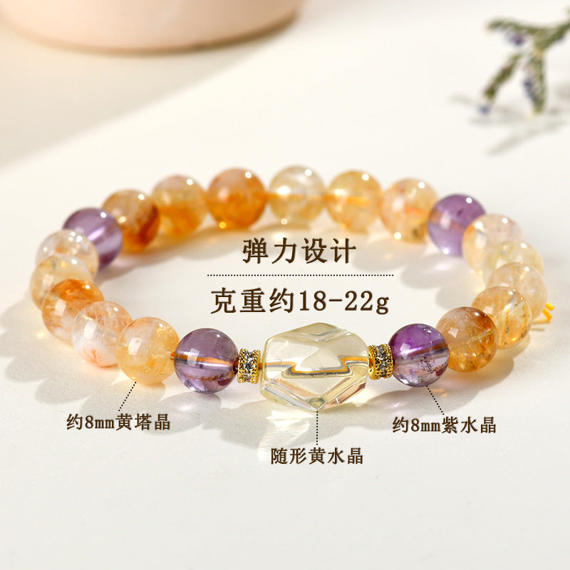 Natural Yellow Pagoda Crystal Bracelet | Wealth & Protection Talisman for Women