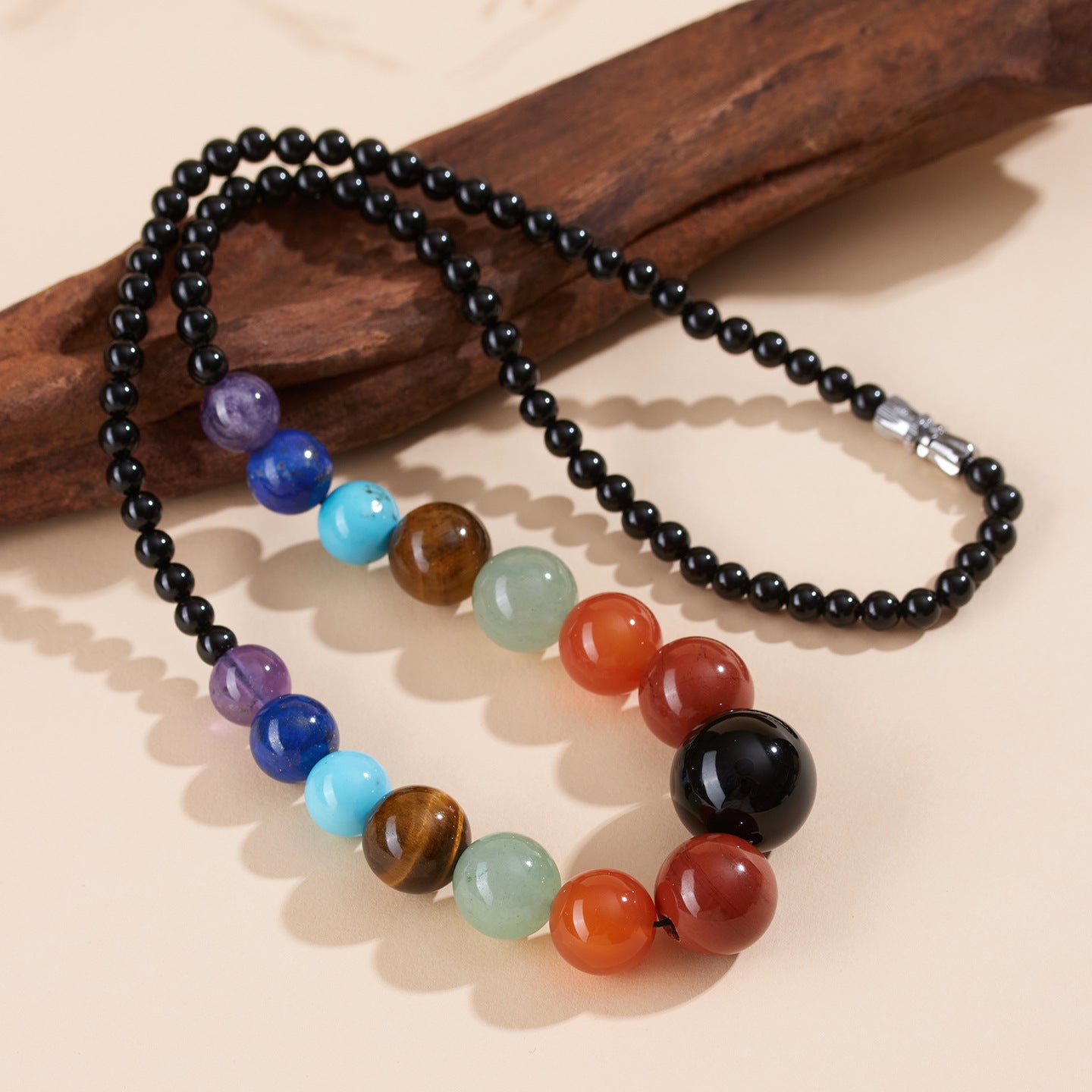Natural Crystal Black Tourmaline Rainbow Bracelet | Colorful Life Stone Women's Spiritual Jewelry
