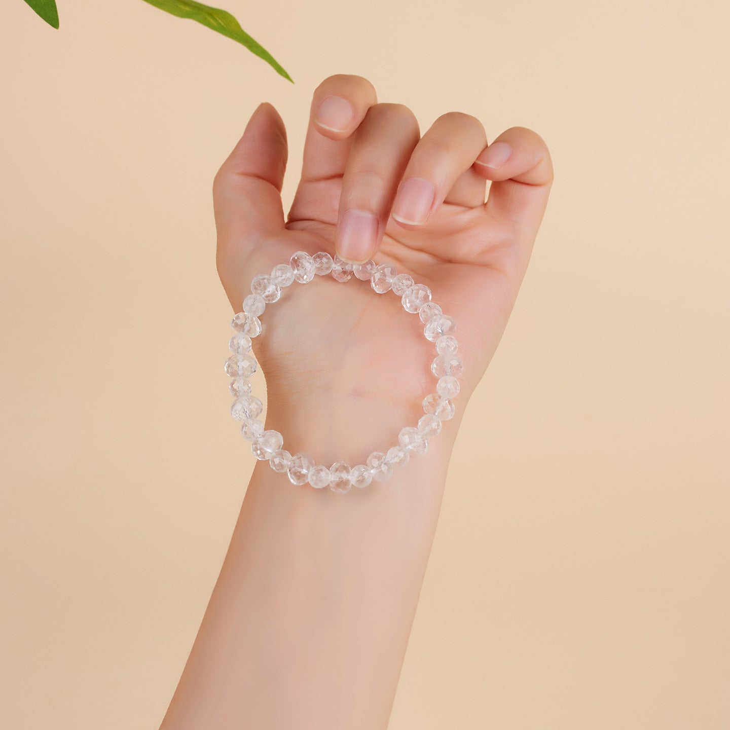 Natural Faceted White Crystal Bracelet | Ice Clear Spiritual Women's Jewelry