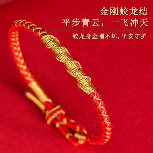 Handwoven Snake Zodiac Red Rope Bracelet for Good Luck and Tai Sui Protection in 2025