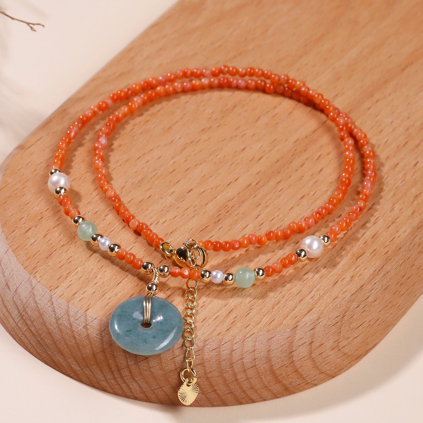 Natural Southern Red Agate Peace Buckle Necklace | Elegant Women's Collarbone Chain for Harmony