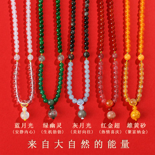 Crystal Five Elements Harmony Necklace | Balance Energy & Attract Fortune Beaded Chain