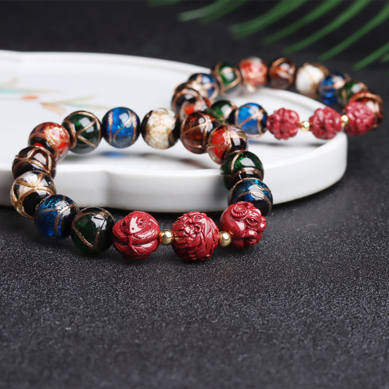 Tiger Year Incense Ash Glazed Bead Bracelet - Mystical Protection and Fortune Talisman