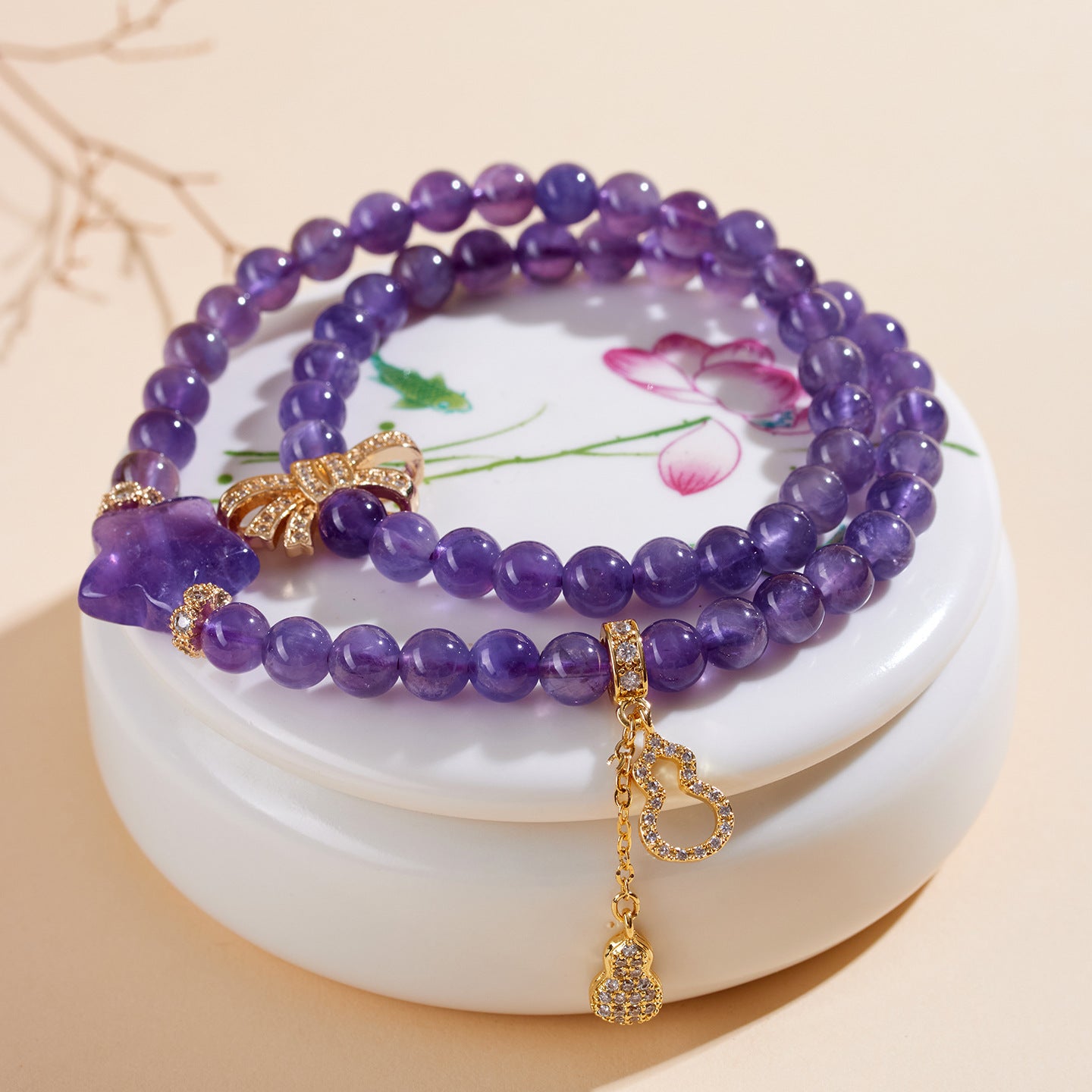 Natural Amethyst Double Circle Bracelet | Spiritual Harmony & Elegant Protection