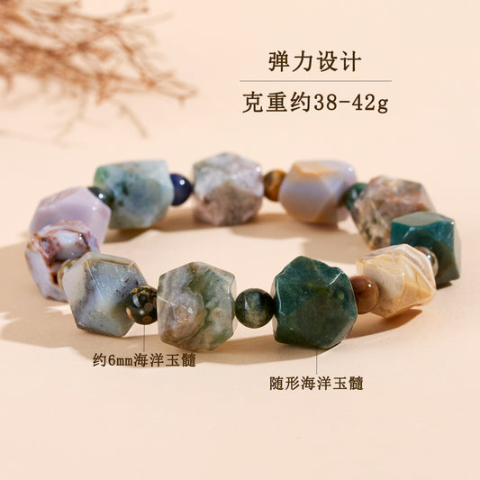 Ocean Chalcedony Crystal Bracelet | Natural Irregular Design for Luck & Harmony