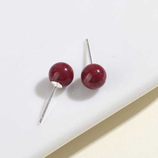 Natural Cinnabar Purple Gold Sand Rose Flower Earrings | Chinese Style Spiritual Jewelry