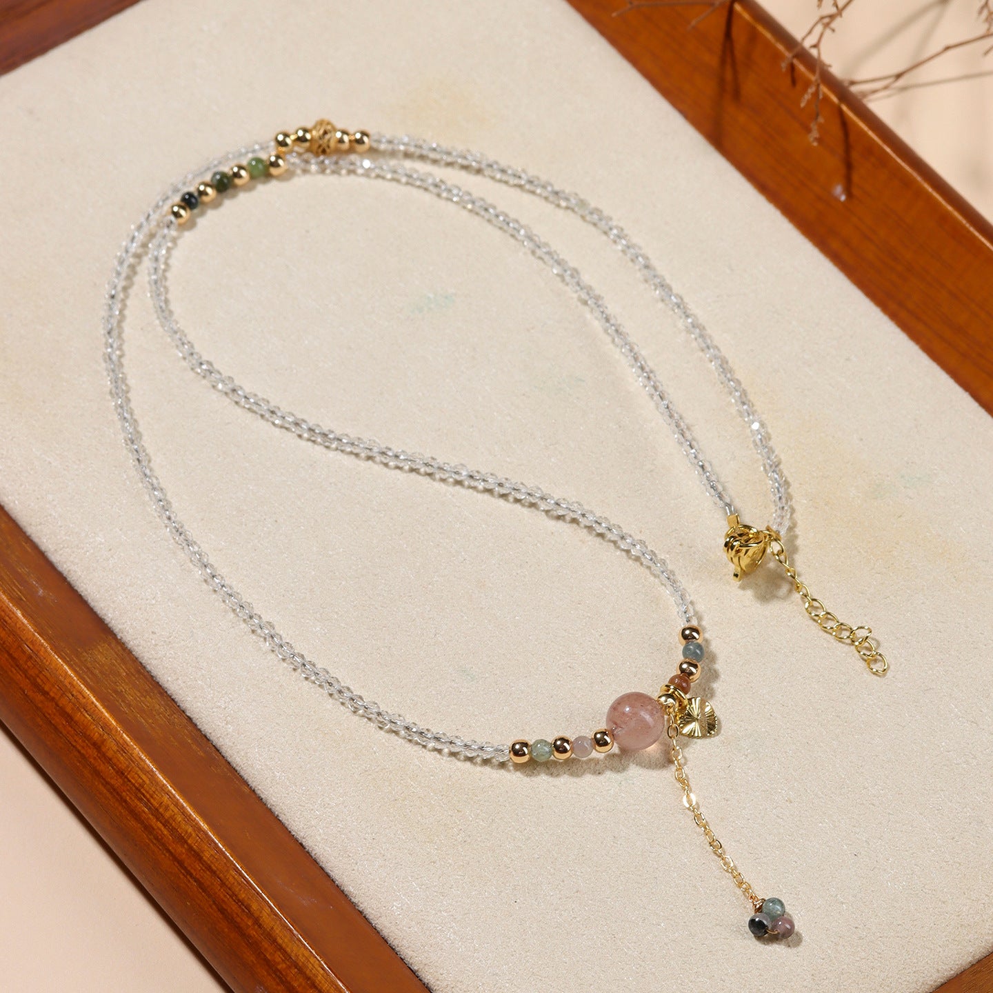 Tourmaline Amethyst Strawberry Crystal Multi-Circle Bracelet - Spiritual Protection & Elegant Necklace