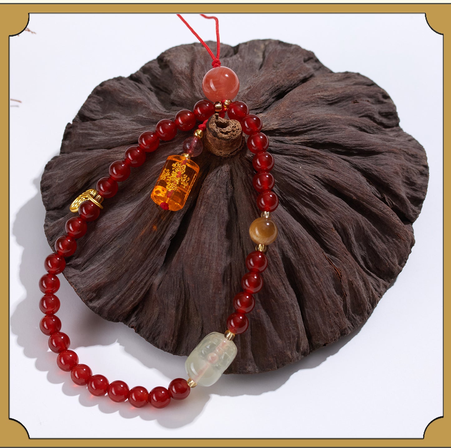 Five Elements Natural Crystal Agate Phone Chain Pendant - Balance Energy & Attract Fortune
