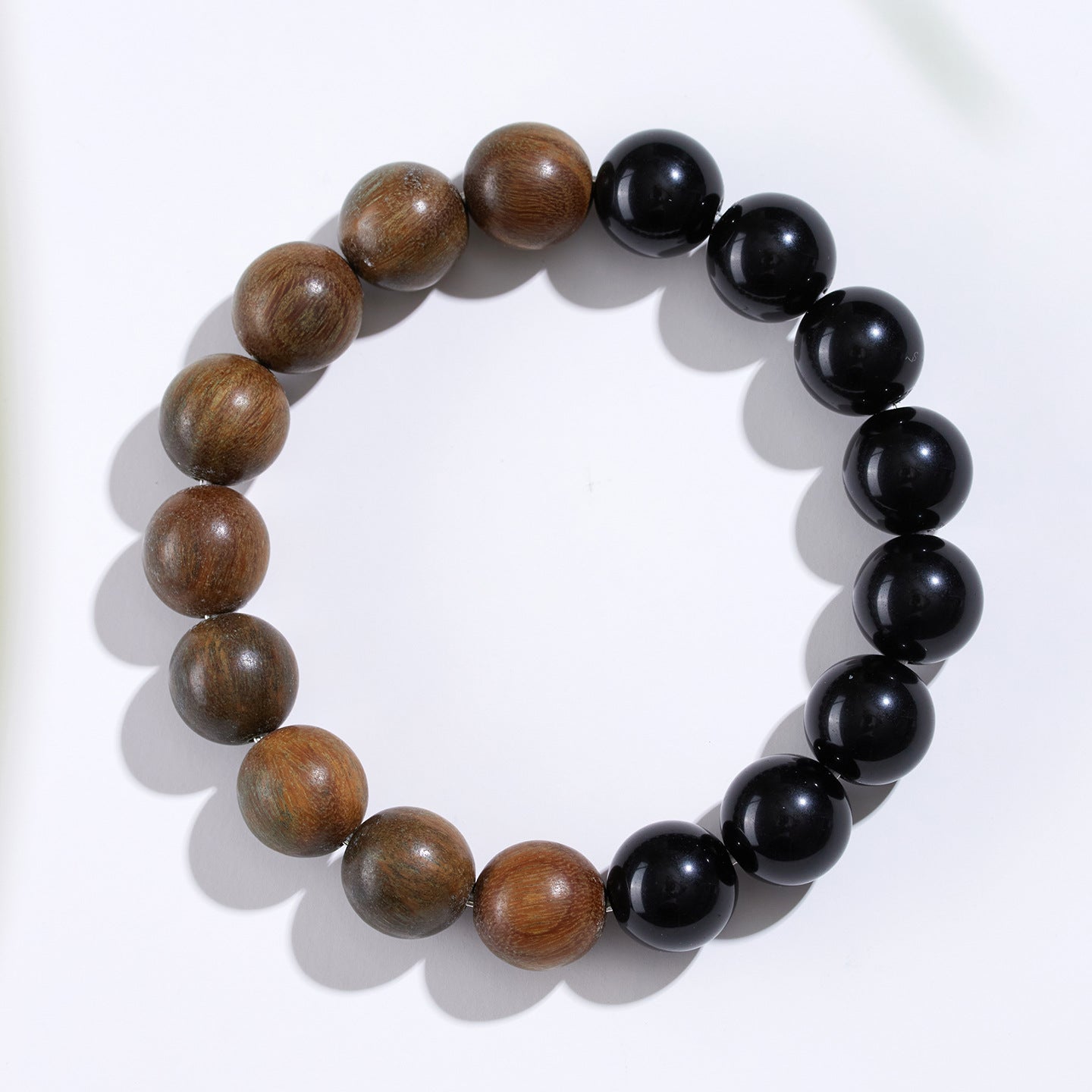 Natural Obsidian Sandalwood Bracelet - Zen Fortune Beads for Harmony & Wealth