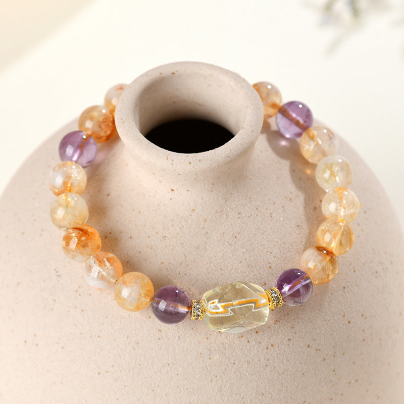 Natural Yellow Pagoda Crystal Bracelet | Wealth & Protection Talisman for Women