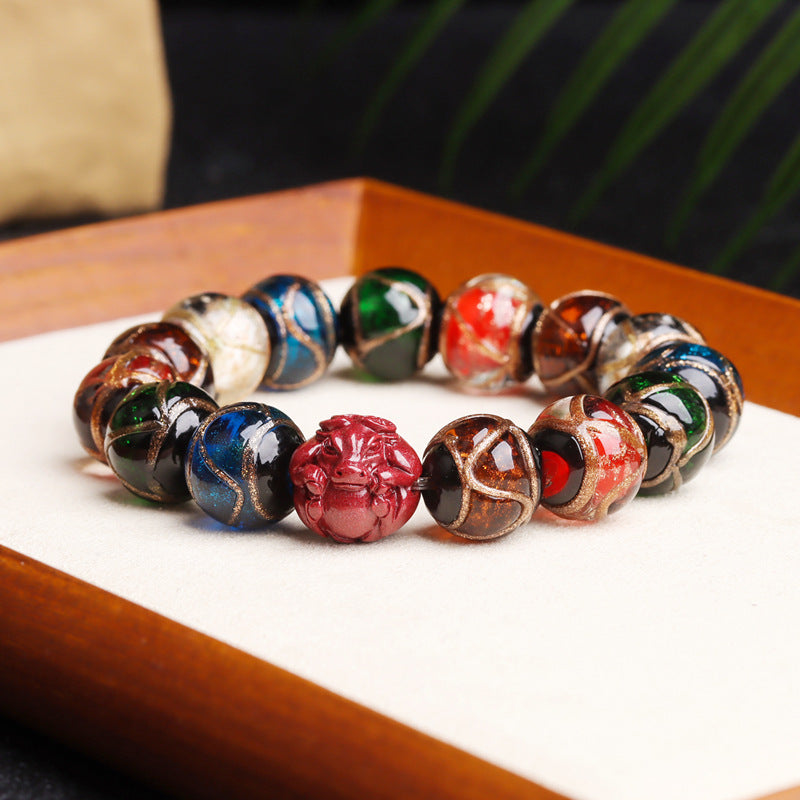 Tiger Year Incense Ash Glazed Bead Bracelet - Mystical Protection and Fortune Talisman