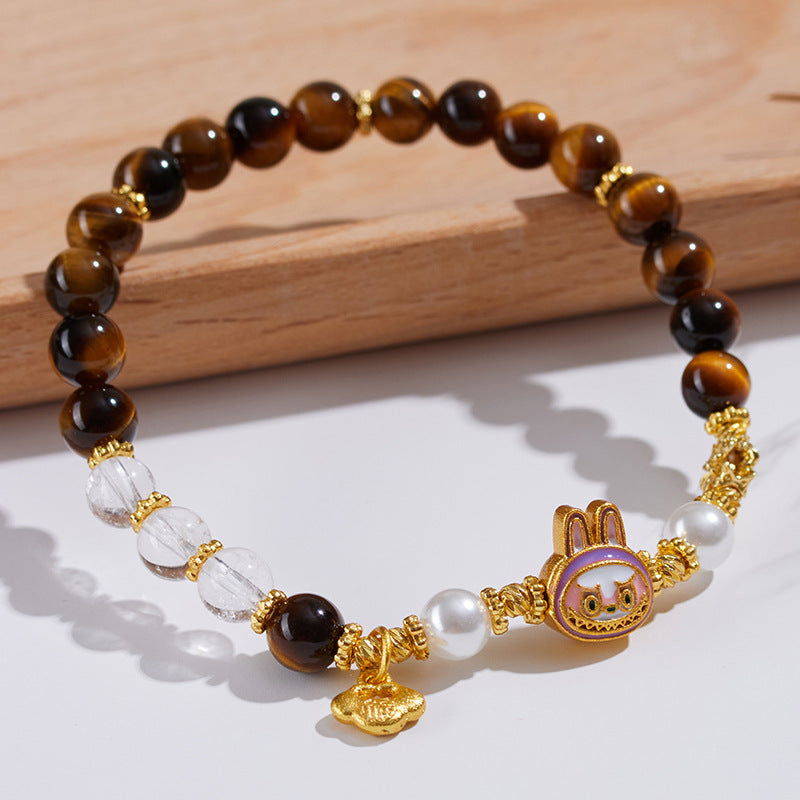 Natural Tiger Eye and White Crystal Energy Bracelet for Women - Harmony and Protection