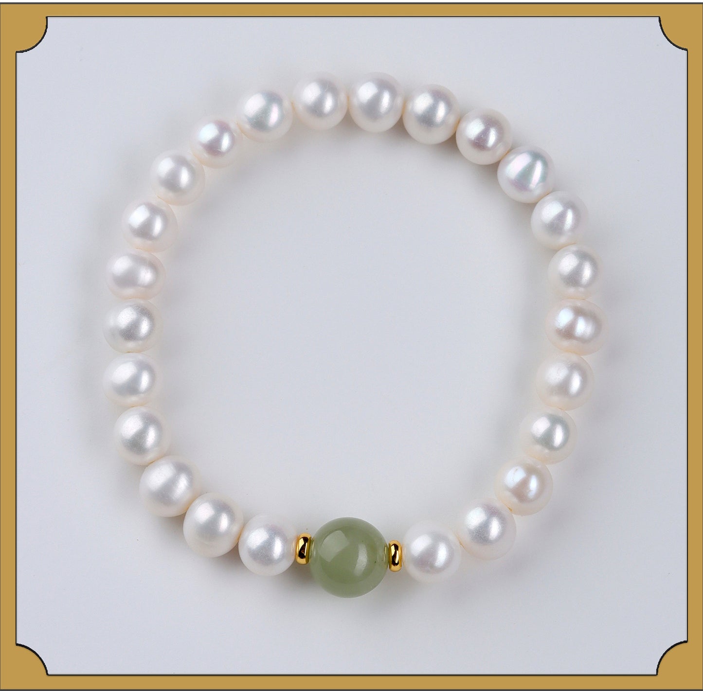Natural Pearl & Hetian Jade Single Circle Bracelet | Elegant Light Luxury Women's Jewelry
