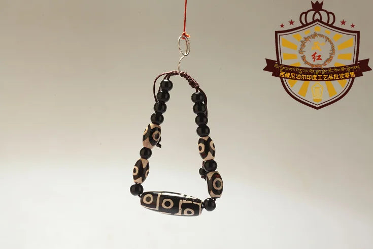 藏式九眼与三眼天珠玛瑙手链|红绳可调 护佑招财与贵人守护