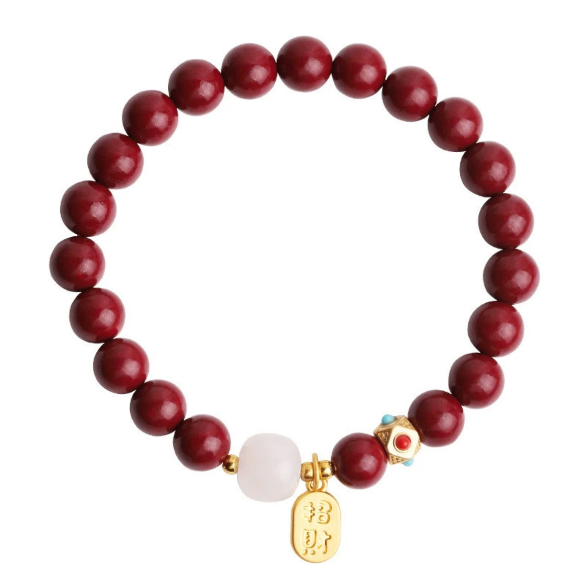 Chinese Feng Shui Red Imitation Cinnabar Beaded Bracelets For Women Men Protection Bring Wealth Lucky Elastic Bangles Jewelry