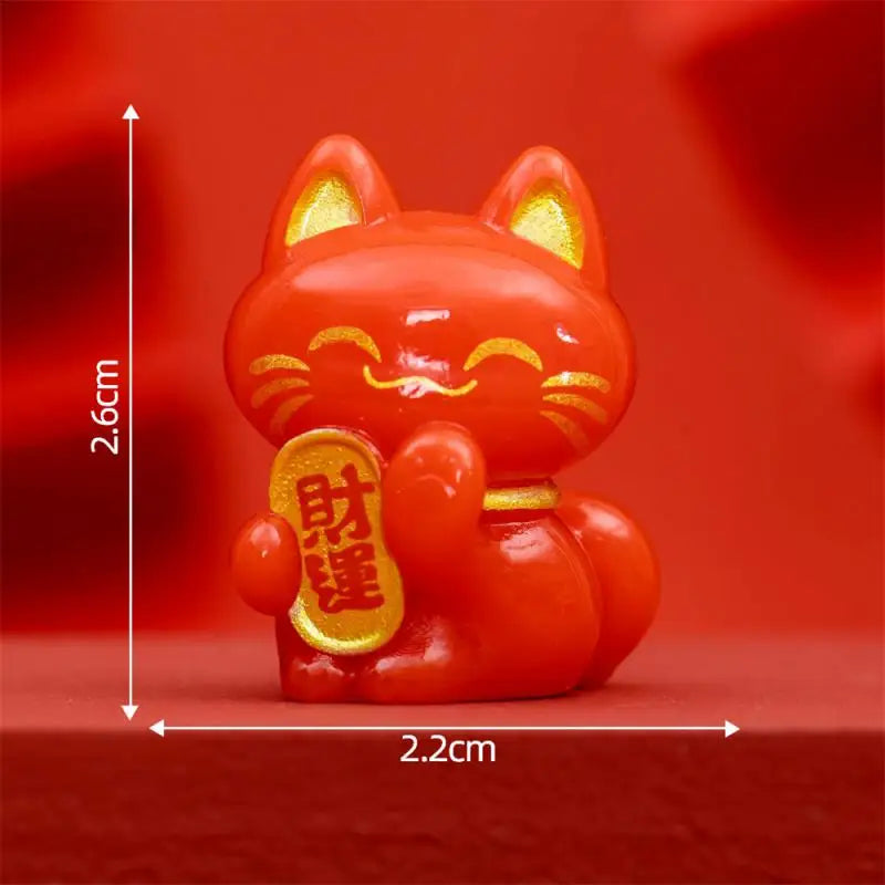 1/2PCS Lucky Feng Shui Cat Maneki Neko Fortune Cat Figurine Collectible Fortune Decor Ornaments Lucky Cat Mini Figure Collection