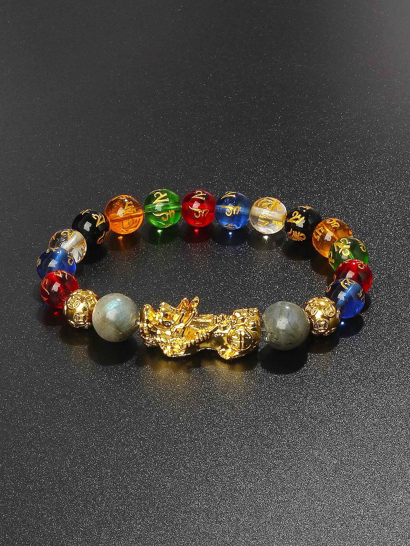 Gold Color Pi Xiu Bracelets Women Feng Shui Obsidian Wealth Pi Yao Bracelets Men 10m Dragon Mantra Bead Bangle Lucky Jewelry New