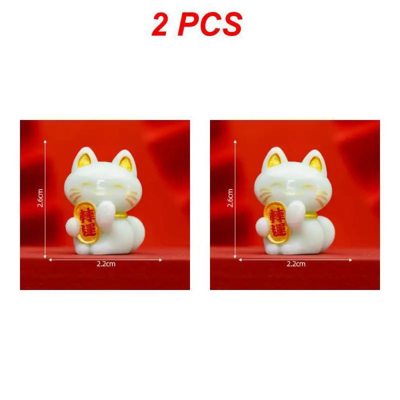 1/2PCS Lucky Feng Shui Cat Maneki Neko Fortune Cat Figurine Collectible Fortune Decor Ornaments Lucky Cat Mini Figure Collection