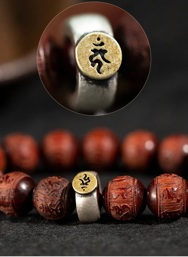 Lobular Purple Sandalwood Six-character Mantra Bracelet, Buddha Beads, Lucky Jewelry for Men's and Women's Zodiac Years, Jewelry