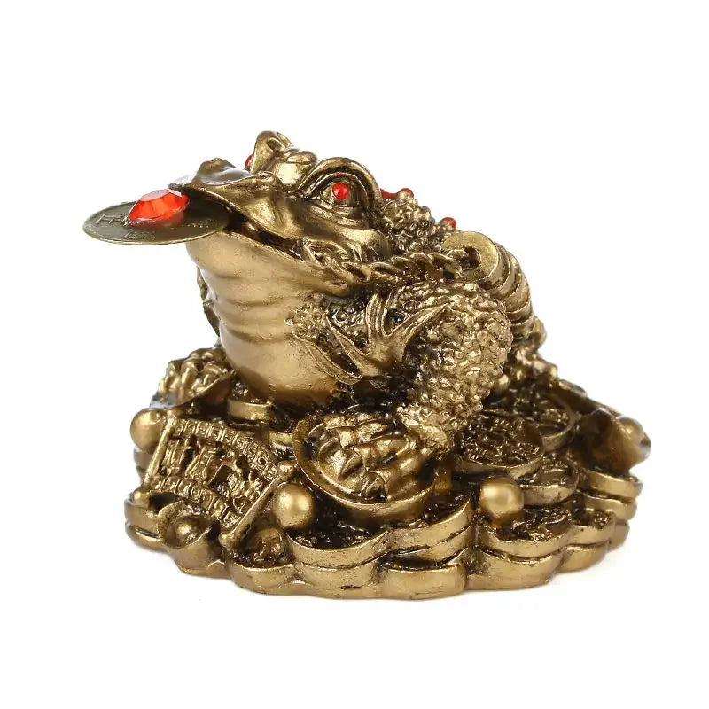 Golden Fortune Coin Money Toad Frog Office Ornaments Decoration Tabletop LUCKY Chinese Wealth Feng Shui Gifts Home