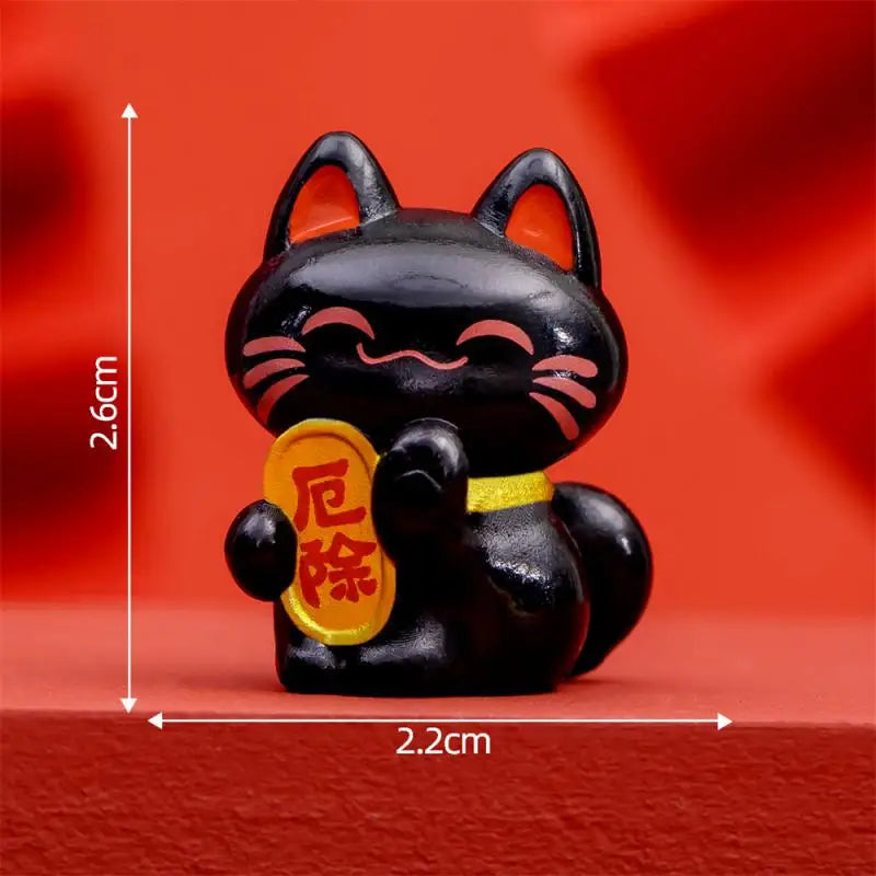 1/2PCS Lucky Feng Shui Cat Maneki Neko Fortune Cat Figurine Collectible Fortune Decor Ornaments Lucky Cat Mini Figure Collection