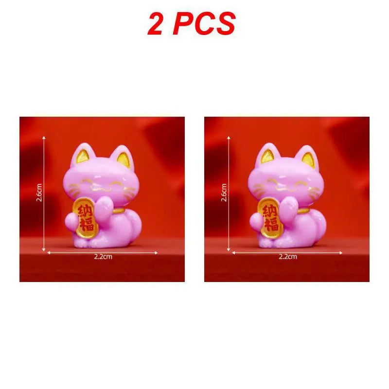 1/2PCS Lucky Feng Shui Cat Maneki Neko Fortune Cat Figurine Collectible Fortune Decor Ornaments Lucky Cat Mini Figure Collection