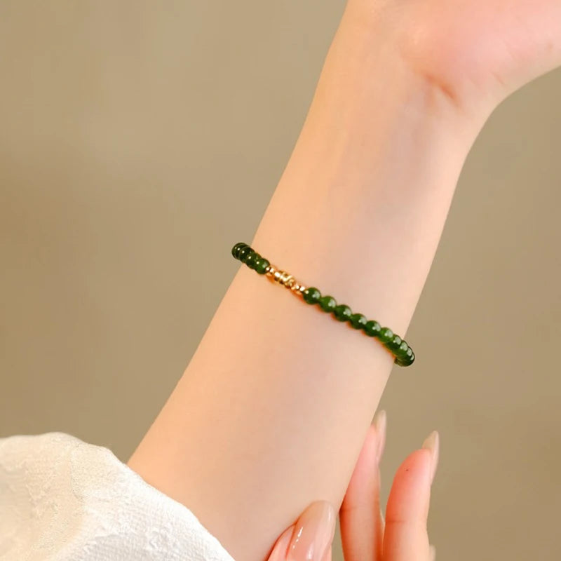Hotan Jade Green Jasper Bracelet Jade Hand String Onyx Bracelet 925 Sterling Silver Fashion Jewelry for Women Gift Wholesale
