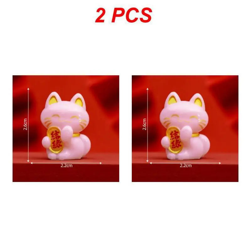 1/2PCS Lucky Feng Shui Cat Maneki Neko Fortune Cat Figurine Collectible Fortune Decor Ornaments Lucky Cat Mini Figure Collection