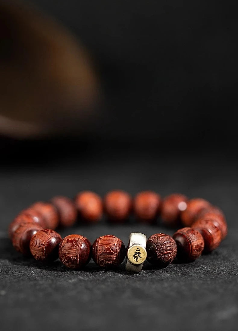 Lobular Purple Sandalwood Six-character Mantra Bracelet, Buddha Beads, Lucky Jewelry for Men's and Women's Zodiac Years, Jewelry
