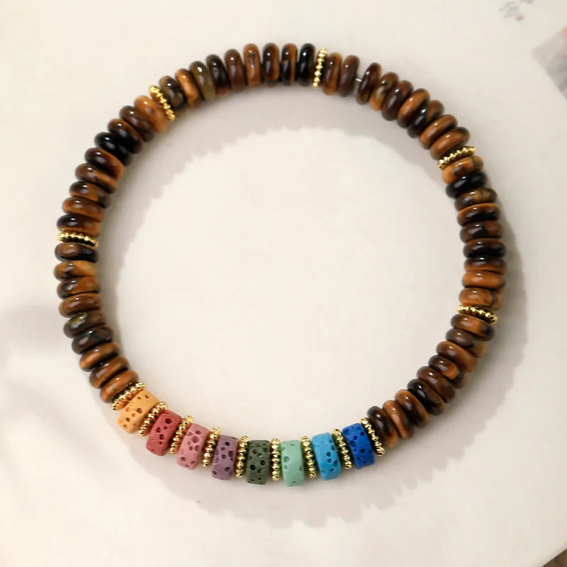 东陵玉与虎眼石切片手链|新中式多巴胺风 招财辟邪稳气场