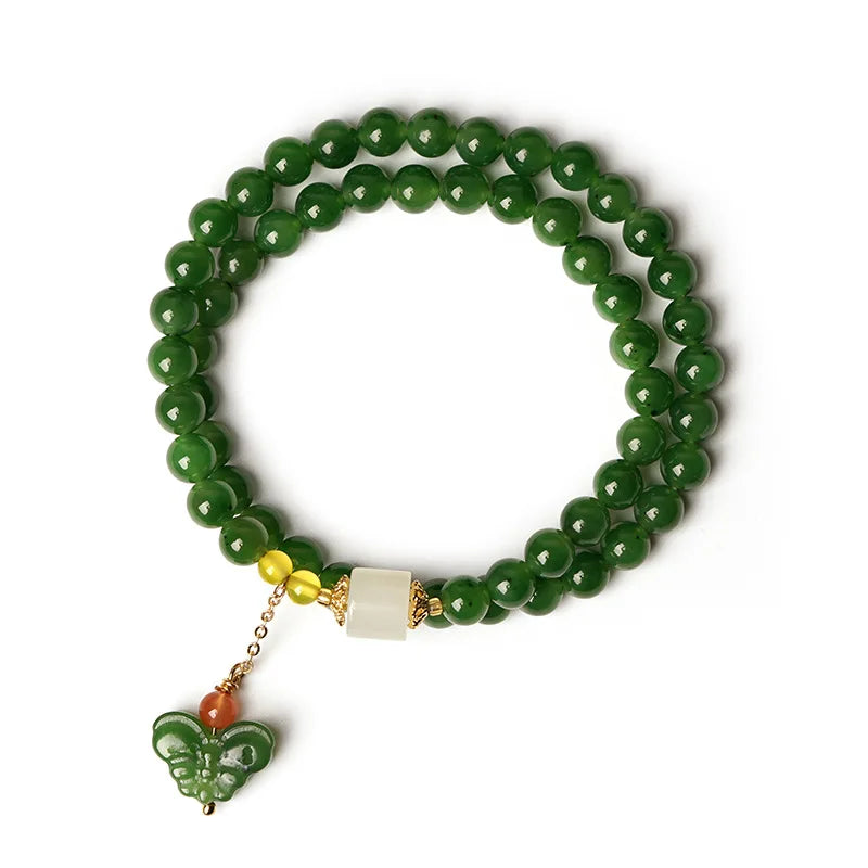 Hotan White Jade 6mm Double-Circle Bracelet — Buddha Beads