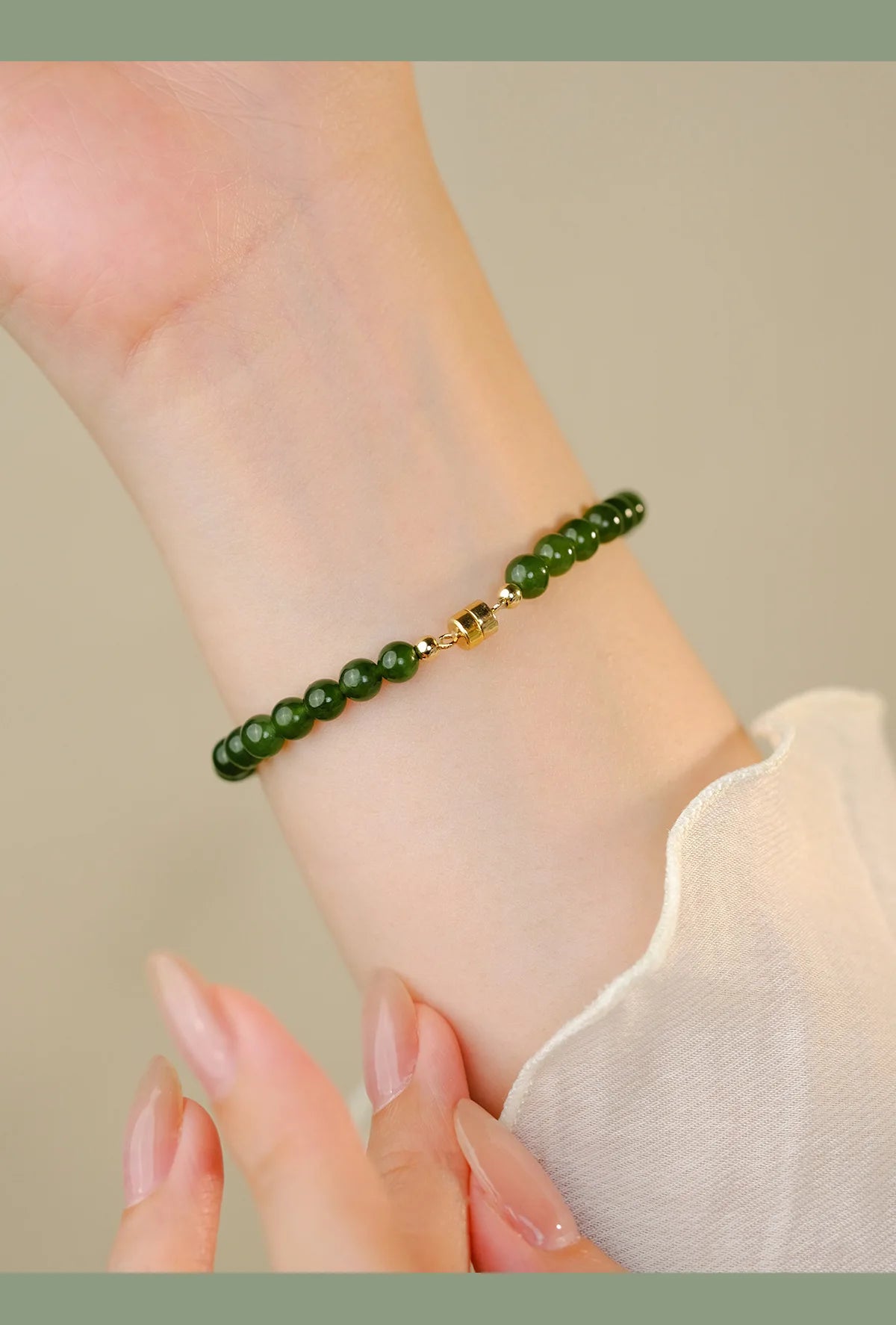 Hotan Jade Green Jasper Bracelet Jade Hand String Onyx Bracelet 925 Sterling Silver Fashion Jewelry for Women Gift Wholesale