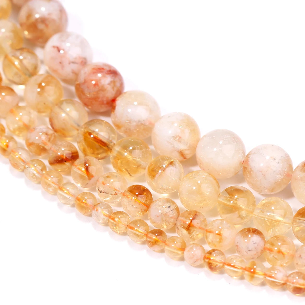 天然黄水晶圆珠手串/串珠|4/6/8/10mm 开运能量水晶DIY