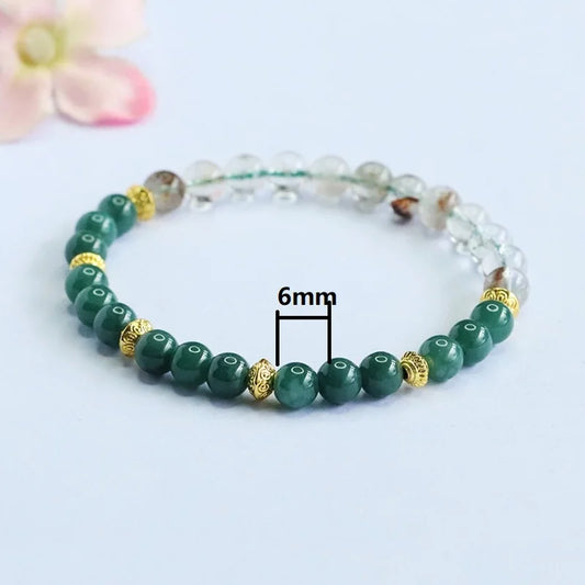 White & Blue A-Type Jade 6mm Bead Bracelet — Wealth Talisman