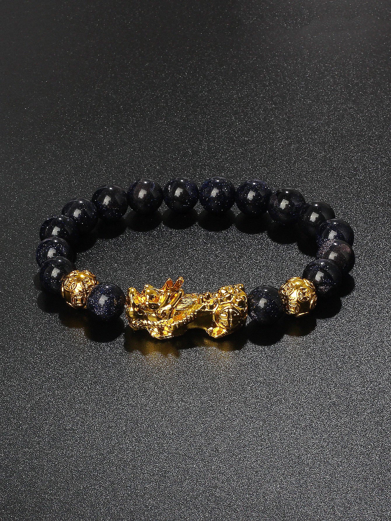 Gold Color Pi Xiu Bracelets Women Feng Shui Obsidian Wealth Pi Yao Bracelets Men 10m Dragon Mantra Bead Bangle Lucky Jewelry New